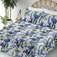 thumbnail image 3 of Ambesonne Wild Flowers Fitted & Flat Sheet with Shams 4 Pcs Set, Jungle Boho Lily Bloom, King, Apple Green Dark Lavender, 3 of 5