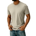 thumbnail image 2 of Afuyipoi Men's Big and Tall Athletic Performance Tee (L-8XL), Short Sleeve Solid Color Round Neck Running Training Top Khaki Size XL, 2 of 8