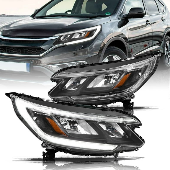 For 2015-2016 Honda CRV CR-V EX EX-L OE Style LED DRL Black Headlights Pair
