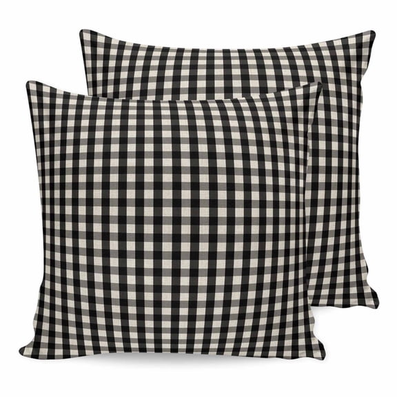 Pillow Covers 24x24 Set of 2, Buffalo Plaid Throw Pillow Covers Decorative Couch Cushion Cover, Farmhouse Black White Checkered Vintage Microfiber Soft Square Pillowcases for Bedroom Living Room Sofa