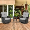 thumbnail image 2 of Pocassy  3-Piece Outdoor Swivel Bistro Set, Wicker Rocking Chairs Brown/Grey, 2 of 5