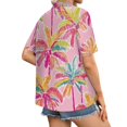 thumbnail image 5 of ASDFVBKG Hawaiian Shirts for Women Tropical Floral V Neck Button Up Tshirt Summer Beach Short Sleeve Blouses Tops Pink 2XL, 5 of 6