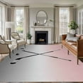 thumbnail image 2 of 6x9Ft Area Rugs Pink Gray Ombre Non-Skid Rubber Backing Large Rectangle Rugs - Living Room Bedroom Home Office, Black Hockey Sticks Minimalist Style Indoor Floor Mat Carpets Washable Rug, 2 of 9