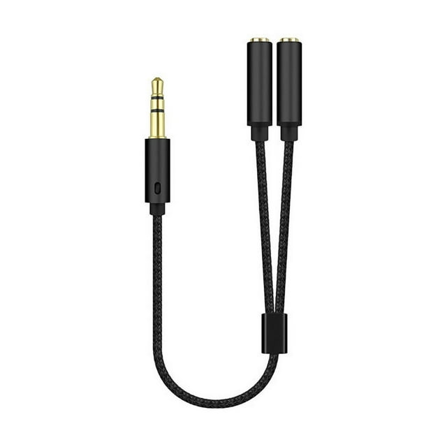 Flmtop 3.5mm 1 Male to 2 Female Ports Headphone Microphone Audio Cable Adapter Splitter