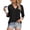 Black, variant on Women's Fashion V-Neck 3/4 Sleeve Blouse with Solid Color and Pleated Detail for Casual, Party, and Work Wear Women's Tops