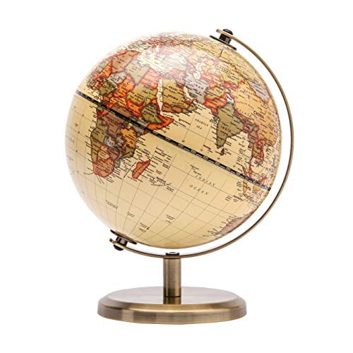 Exerz Antique Globe Dia 5.5-inch / 14CM - Educational/Geographic/Modern Desktop Decoration - Stainless Steel Arc and Base - for School, Home, and Office (Antique 5.5?)