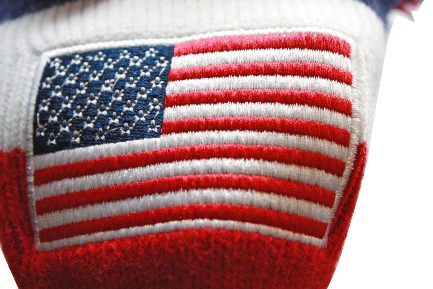 USA Majek Golf 3 4 5 6 Hybrid Set Headcovers Pom Pom Knit Limited Edition Vintage Classic Traditional Flag Stars Red White Blue Stripes Retro Head Cover 3-6 Set