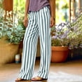 thumbnail image 5 of Favoffer Women's Straight Leg Pants Stripe Solid Color Pocket Button Waist Loose Casual Long Trousers Lightweight Bottom for Commute Outdoor Walking, 5 of 9