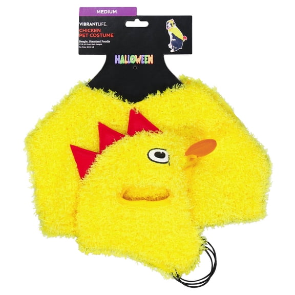 Vibrant Life Halloween Chicken Costume for Dogs, Yellow and Red, M