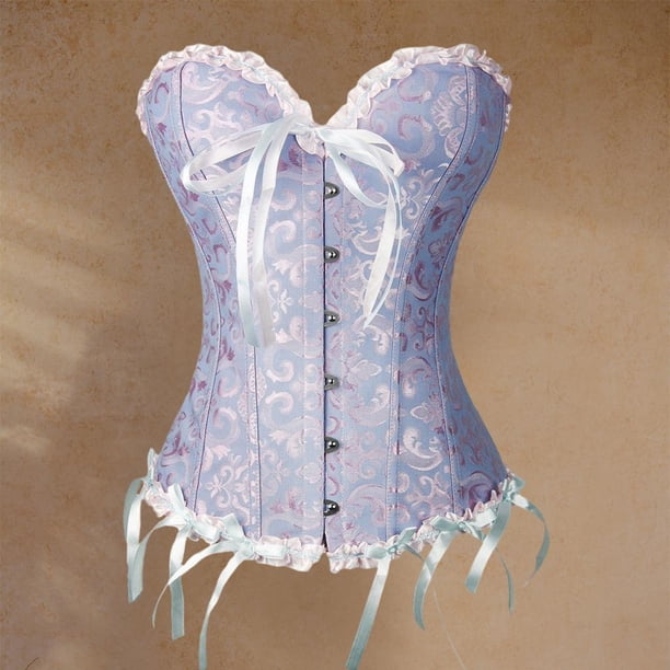 Mujeres Corset Encaje Deshuesado Overbust Gothic cinturo para Navidad y fiestas - Baoblaze Corsé con ribete de encaje floral