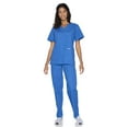 thumbnail image 3 of Landau Women's Essentials Snap Front Scrub Top, Classic Relaxed Fit, V-Neck, 4 Pockets, 3 of 6