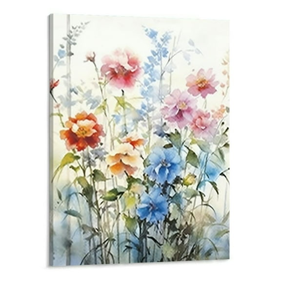 Creowell Flower Wall Art Colorful Botanical Decor Pink Wildflower Pictures Watercolor Canvas Prints Framed Painting for Kitchen Living Room Bedroom Bathroom -16x20inch