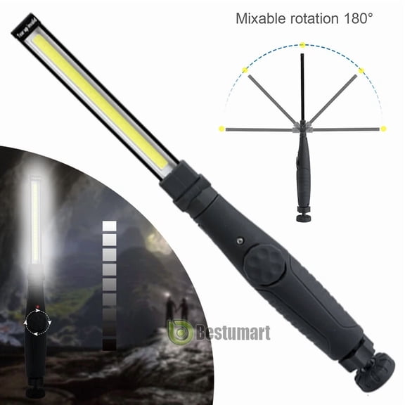10000 Lumen Rechargable Magnetic Slim Bar Folding Led Work/Shop/Auto Light Black