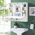 thumbnail image 2 of Giantex Floating Desk, Small Wall-mounted Computer Desk w/ Storage Drawer & Shelves, Convertible Writing Desk w/ Fold-up Desktop for Home Office Dormitory Small Spaces, White, 2 of 10