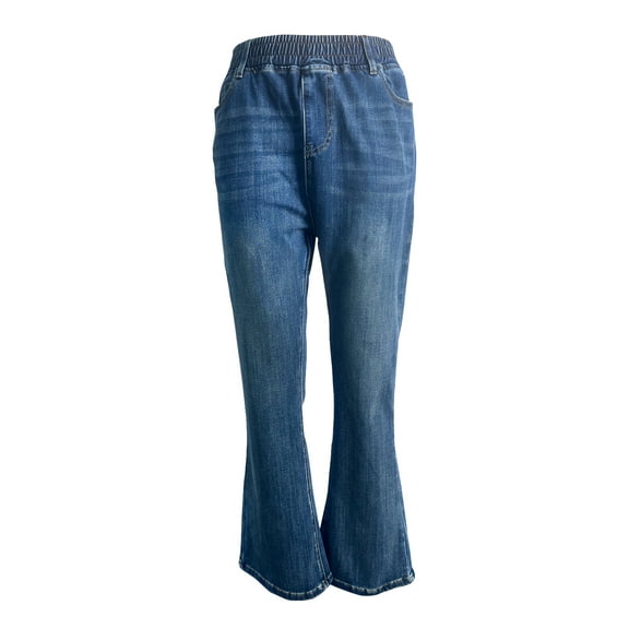 HAPYWER Women's Trousers Waisted Stretchy Trendy Denim Pants with Pockets Denim Blue