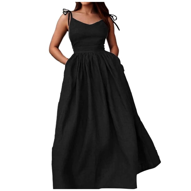 Vestido de moda liso sin espalda con cuello en V y cintura alta para mujer, poliéster spandex, estilo sexy y elegante, tallas S-XXXL