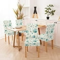 thumbnail image 2 of Abstract Turquoise Dining Chair Covers Set of 4 Beige Pattern and Turquoise Roses and Butterflies on White Background Dining Chair Protector Cover Seat Slipcover for Hotel, 2 of 5