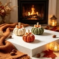 thumbnail image 6 of Cififendec Thanksgiving Knitted Pumpkin Set of 3, 3.94", Hand Woven Fabric Pumpkin Decor for Fireplace Mantel Tabletop Indoor Home Decor, 6 of 6