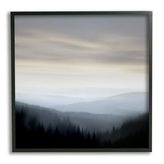 Stupell Industries Grey Mountain Range Landscape Painting Black Framed Art Print Wall Art, 12 x 12