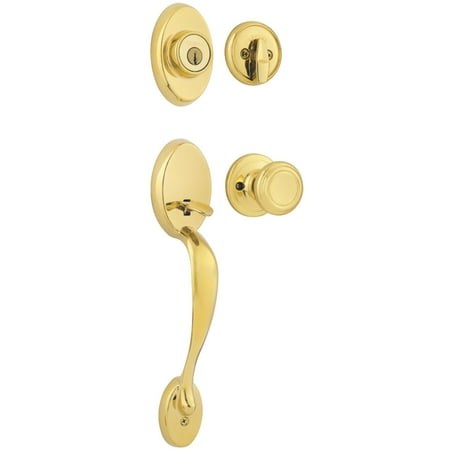 Handleset Brass Knob - Kwikset Polished Brass Chelsea® Handleset With Cameron® Knob