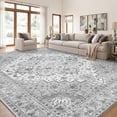 thumbnail image 3 of Janvonne 7'x10' Bohemian Grey Area Rug, Boho Chic Distressed Oriental Carpet, Washable Non-Slip Vintage Floral Rug for Living Room Bedroom, 3 of 8