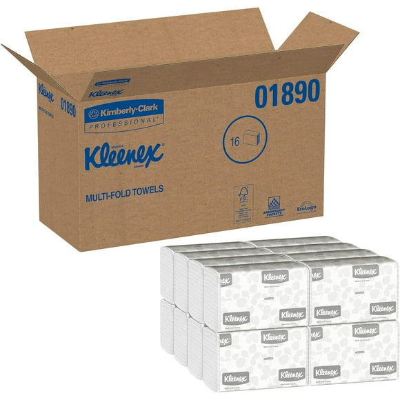 Kleenex Blanc Multiplis Serviettes en Papier - 16 Packs / Étui; 150 Serviettes en Papier Tri Pli / Étui; 2400 Serviettes / Étui