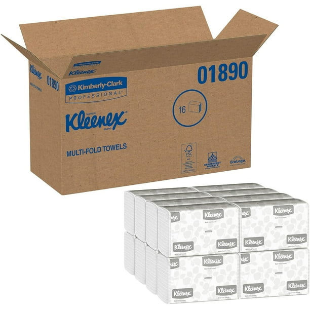 Kleenex Blanc Multiplis Serviettes en Papier - 16 Packs / Étui; 150 Serviettes en Papier Tri Pli / Étui; 2400 Serviettes / Étui