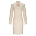 thumbnail image 6 of AUNVITO Women's Bodycon Dress Long Sleeve Square Neck Knee Length Stylish and Elegant Solid Color, 6 of 9