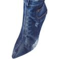 thumbnail image 3 of Women's Denim Knee High Boots Stiletto Heel Boot Pointed Toe Distressed Jean Thigh High Boots, 3 of 5