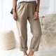 thumbnail image 5 of Pantalones rectos de mujer, pantalones casuales con cintura elástica y bolsillos, 5 of 5
