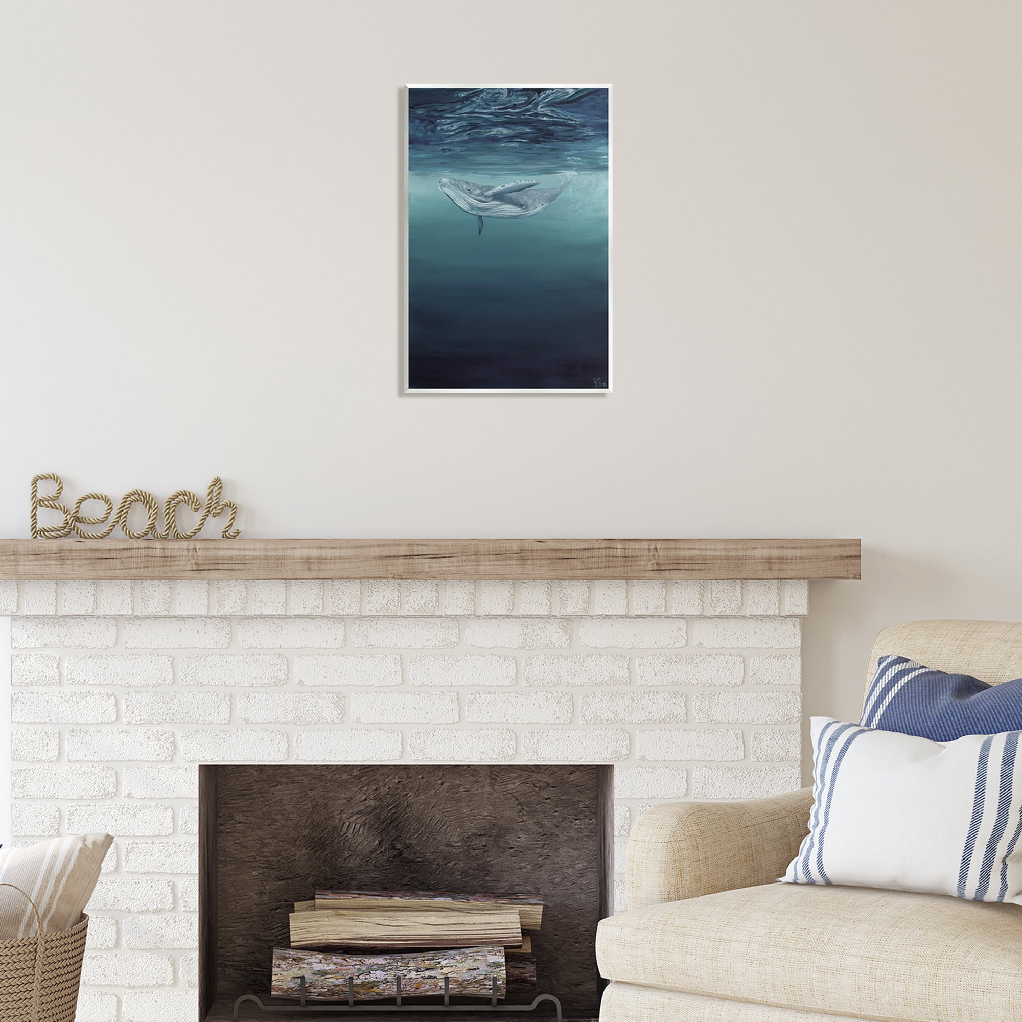 Stupell Industries Whale Swimming Underwater Animals & Insects Painting Unframed Art Print Wall Art, 13 x 19