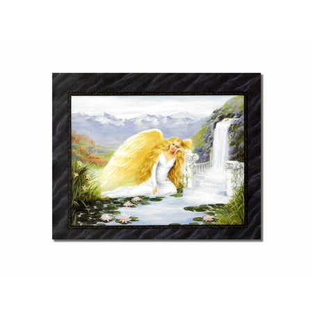 - Blond Angel #1 with Waterfall and Columns Wall Picture 8x10 Art Print