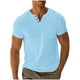 thumbnail image 2 of Blusas y camisas de manga corta con cuello en V para hombre, cómodas, lisas, de manga corta, con cuello en V, estilo casual, blusa de poliéster para hombre, 2 of 7