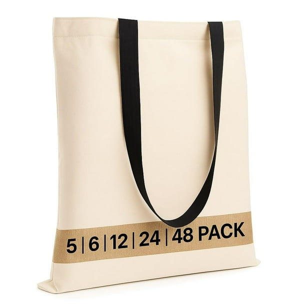 Bolsas reutilizables de algodón Salt Earth, paquete a granel, color negro natural