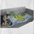 thumbnail image 5 of Wanderlust Soft Flannel Fleece Blanket, Cartoon Maps of Britain and Ireland Children Landmarks Illustration, Cozy Plush for Indoor and Outdoor Use, 50" x 60", Pale Blue Apple Green, by Ambesonne, 5 of 5
