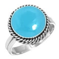 thumbnail image 1 of 925 Silver Ring For Women - Teens Blue Chalcedony Stone Silver Ring Size 7.5 Elegant Silver Ring Size 7.5 Gift For Wife On Cocktail Party 925 Silver Jewelry With Gemstone, 1 of 5