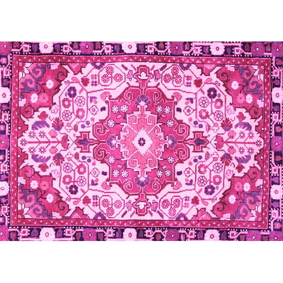 Ahgly Company Indoor Rectangle Medallion Pink Traditional Area Rugs, 7' x 9'