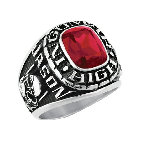 Personalized Men's Square Class Ring available in Valadium Metals, Silver Plus, and Yellow and White