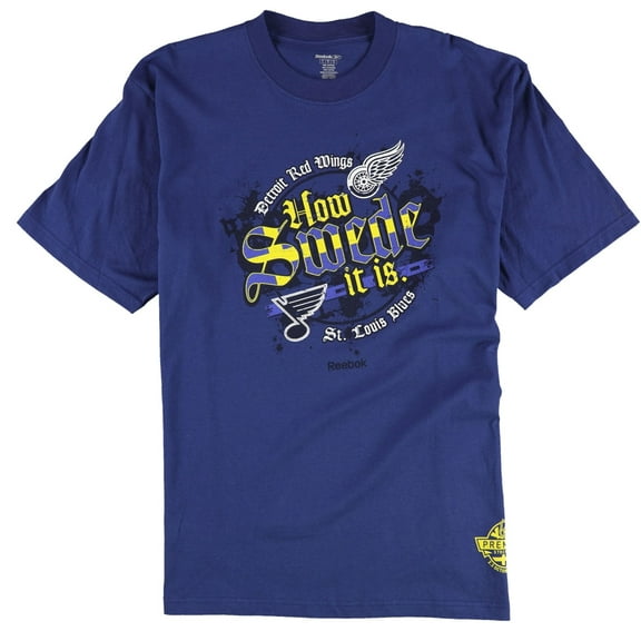 Reebok Mens How Swede It Is Graphic T-Shirt, Blue, Large