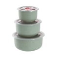 thumbnail image 4 of 3-Piece Wheat Straw Nesting Bowls with Lids Leak-Proof Microwave and Freezer Safe Set in Gray Pink Blue White, 4 of 8