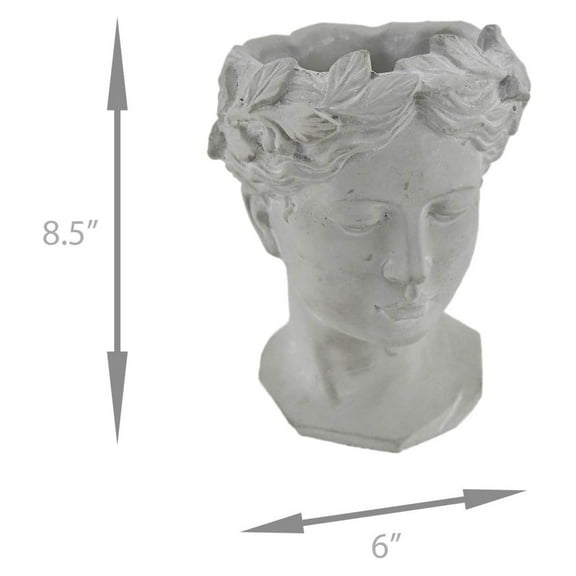 Classic Greek Grey Lady Indoor Outdoor Cement Head Planter