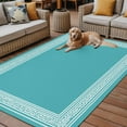 thumbnail image 2 of Fsddascl Aqua White Geometric Outdoor Rug for Patio/Deck/Porch, Non-Slip Large Area Rug 5 x 8 Ft, Country Greece Key Art Indoor Outdoor Rugs Washable Area Rugs, Reversible Camping Rug Carpet Runner, 2 of 5