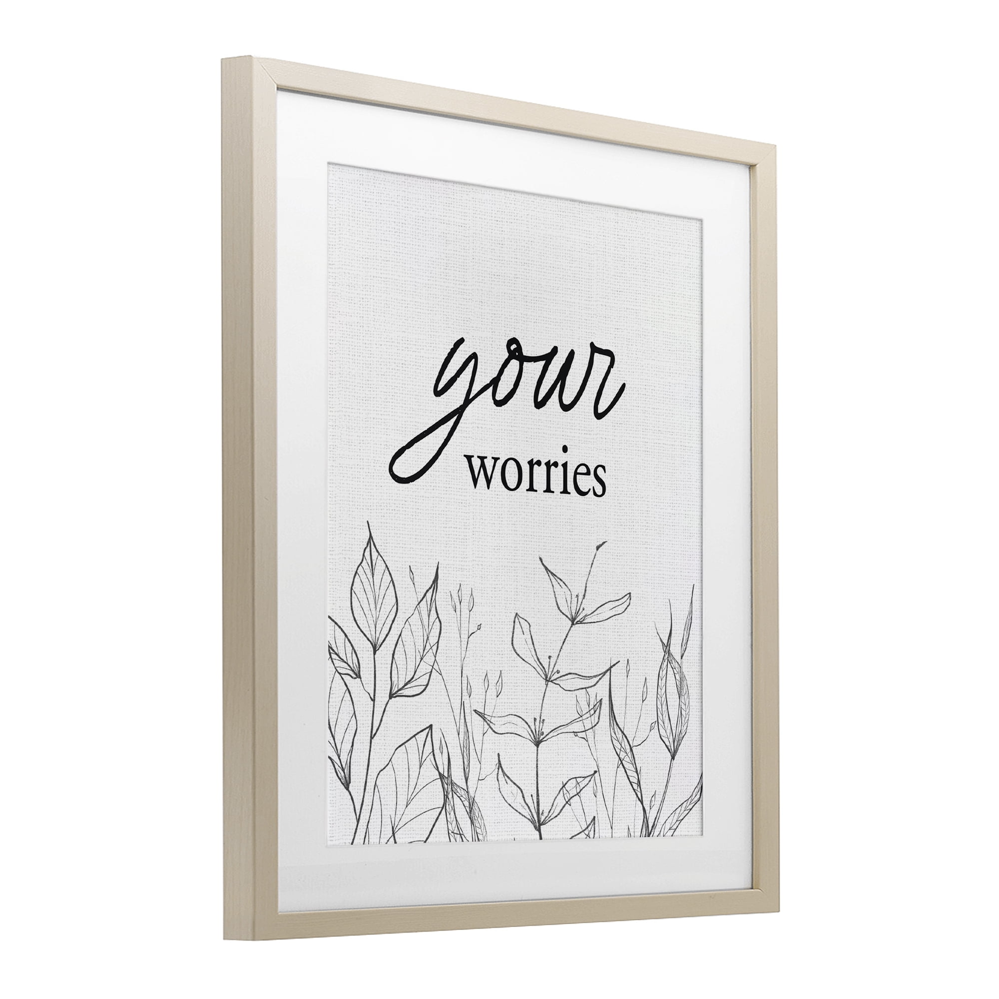 Your Worries Minimalist Leaves Birch Framed Print Under Glass, design by Lettered and Lined