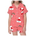 thumbnail image 1 of WEAIXIMIUNG Matching Christmas Pajamas Children's Christmas Print Short Sleeve Shorts Cardigan Children's Pyjamas Two Sets, 1 of 4