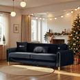 thumbnail image 5 of (Sofa)87.4 Inches 3 Seater Sofa for Living Room, Upholstered Couch with High Resilience Foam, Pocket Spring Seat, Decorative Pillows, and Sturdy Metal Legs (Black), 5 of 11