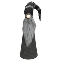 Northlight LED Lighted Cone Gnome with Knitted Hat Christmas Figure - 37" - Black and Gray