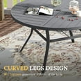 thumbnail image 3 of Vicllax Outdoor Patio Dining Table Dia.50" Slatted Tabletop Metal Frame with Umbrella Hole, Gray, 3 of 7