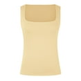 thumbnail image 3 of SHITINN Women Square Neck Sleeveless Double Layer Tight Tank Top for Women Cropped Shirts for Girls 9-10 Spaghetti Strap Crop Top plus Size Thick Tops for Women Bra Top Pack Girls Top with Shelf Bra, 3 of 4