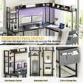 thumbnail image 3 of Homieasy L Shaped Desk with Power Outlet and LED lights, Reversible Corner Computer Desk with Hutch and Storage Shelf, Ergonomic L-Shaped Gaming Desk with Monitor Stand for Home Office, Black, 3 of 7