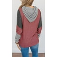 thumbnail image 4 of Women Casual Hoodies Color Block Pullover Long Sleeve Tops With Drawstring Sweatshirts, 4 of 4